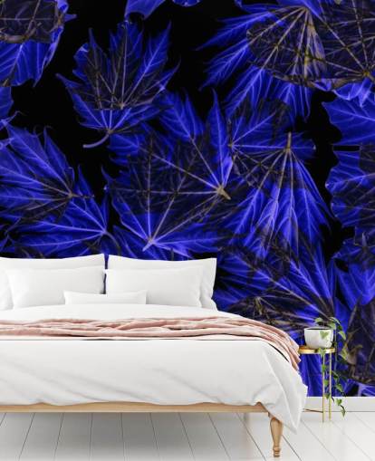 Blue Maple Leaves Wall Mural