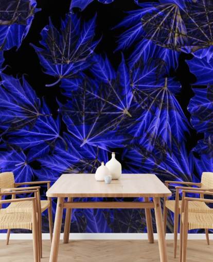 Decorazione murale con foglie d'acero blu