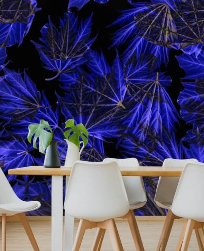 Blue Maple Leaves Wall Mural