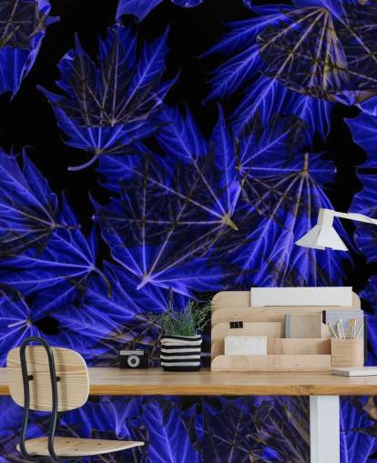 Décoration murale feuilles d'érable bleues