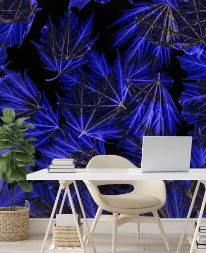 Blue Maple Leaves Wall Mural