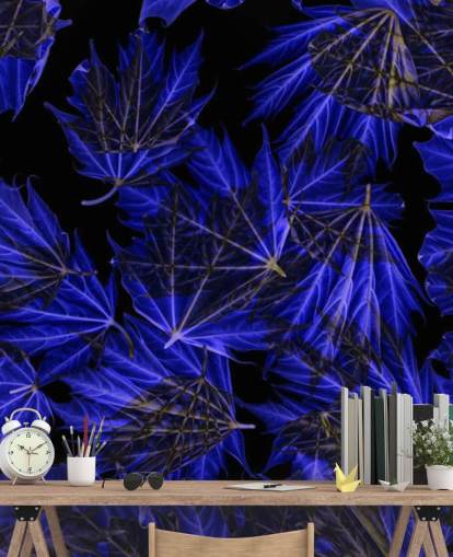 Blue Maple Leaves Wall Mural