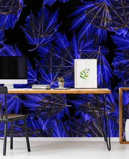 Blue Maple Leaves Wall Mural