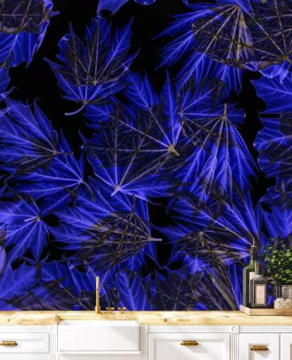 Decorazione murale con foglie d'acero blu