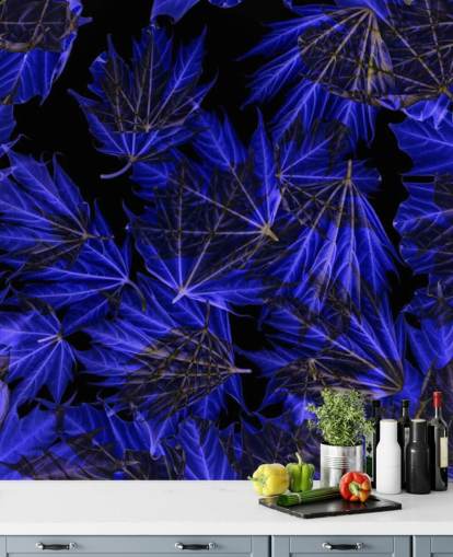 Blue Maple Leaves Wall Mural