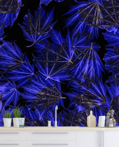 Blå Maple Leaves Veggmaleri