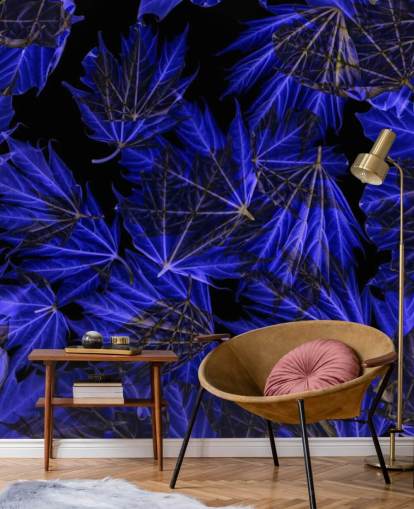 Blue Maple Leaves Wall Mural