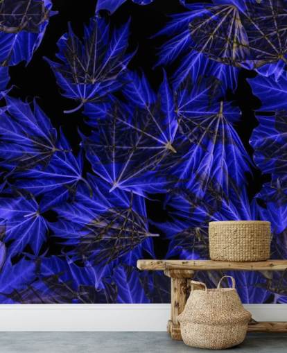 Decorazione murale con foglie d'acero blu
