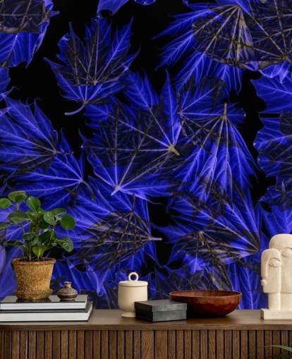 Blue Maple Leaves Wall Mural