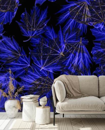 Blue Maple Leaves Wall Mural