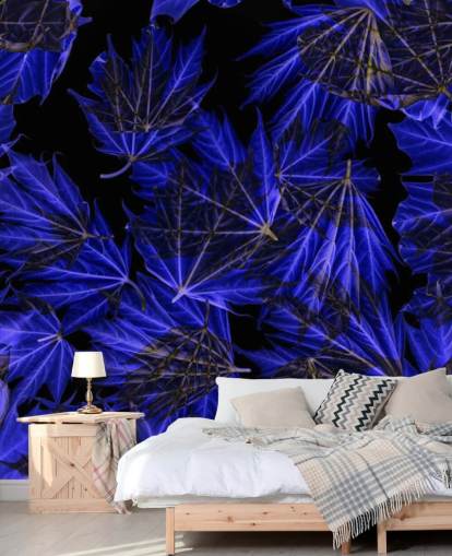 Mural de folhas de bordo azul