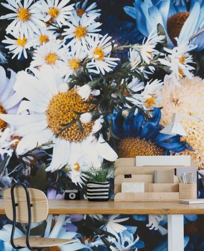 Papier peint Fleurs Bleues et Blanches Papier peint Fleurs Bleues et Blanches