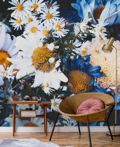 Papier peint Fleurs Bleues et Blanches Papier peint Fleurs Bleues et Blanches