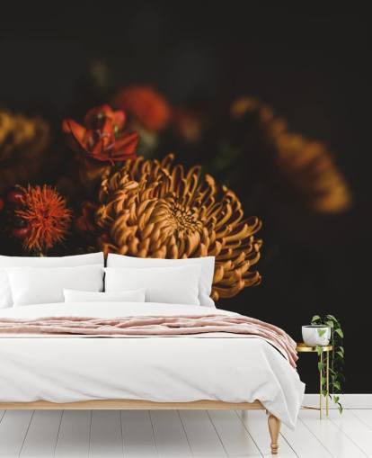 Orange and Burgundy Flowers Wallpaper