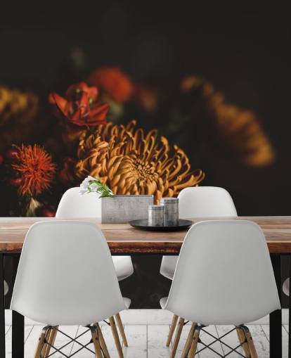 Orange and Burgundy Flowers Wallpaper