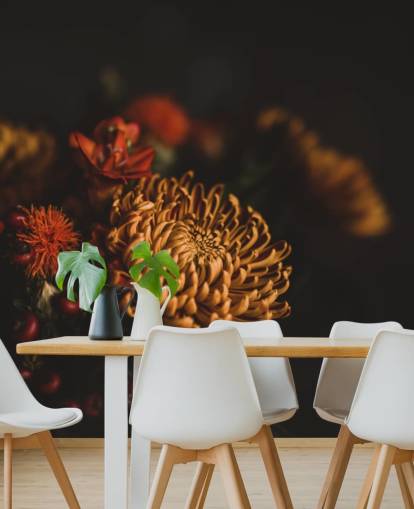 Orange and Burgundy Flowers Wallpaper