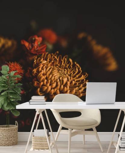 Orange und Burgunder Blumen-Tapete Orange und Burgunder Blumen-Tapete