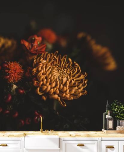 Oransje og burgunder Blomster Bakgrunn