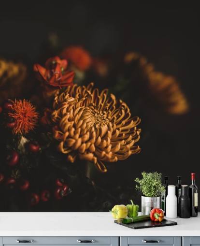 Oransje og burgunder Blomster Bakgrunn