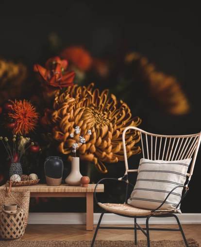 Orange and Burgundy Flowers Wallpaper