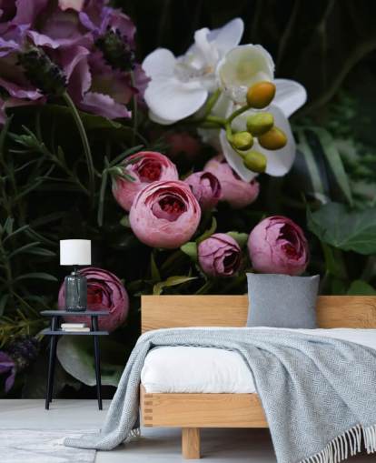 Romantic Bouquet on Dark Blackground Wallpaper