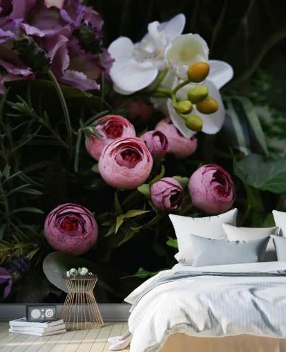 Romantic Bouquet on Dark Blackground Wallpaper