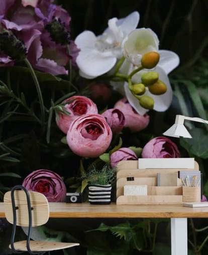 Romantisch boeket op Dark Blackground behang