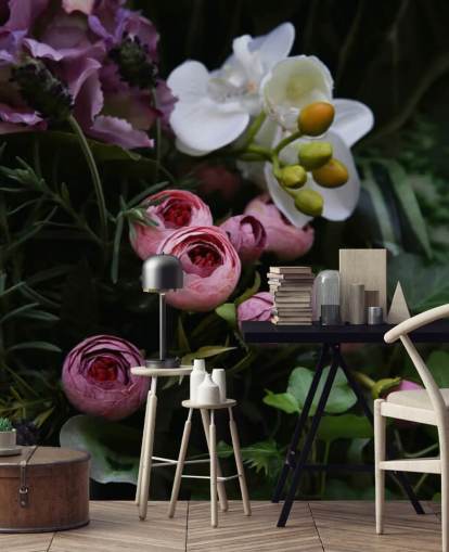 Romantic Bouquet on Dark Blackground Wallpaper