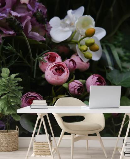 Romantic Bouquet on Dark Blackground Wallpaper