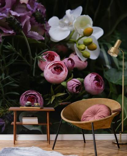 Romantic Bouquet on Dark Blackground Wallpaper