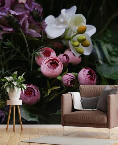 Romantic Bouquet on Dark Blackground Wallpaper