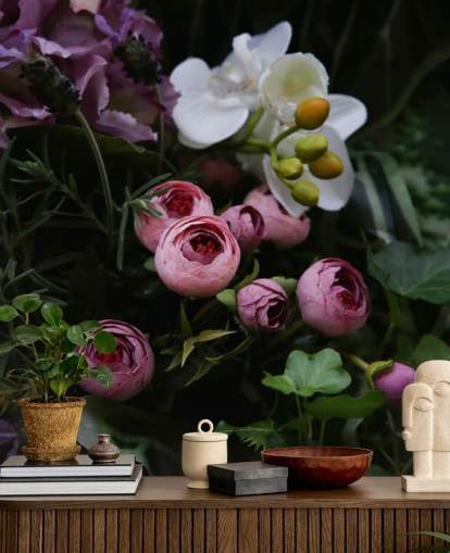 Bouquet romantico su sfondo nero scuro Bouquet romantico su sfondo nero scuro