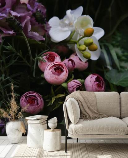 Romantic Bouquet on Dark Blackground Wallpaper