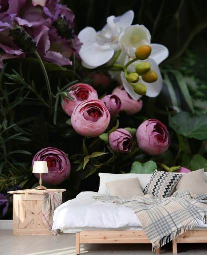 Bouquet romantico su sfondo nero scuro Bouquet romantico su sfondo nero scuro