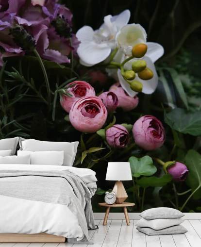 Bouquet romantico su sfondo nero scuro