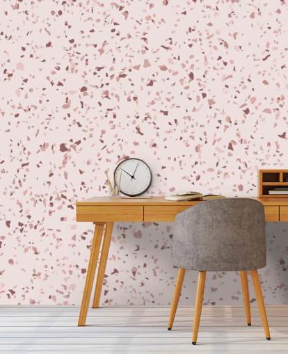 Papel pintado Terrazo rosa y morado ciruela Papel pintado Terrazo rosa y morado ciruela