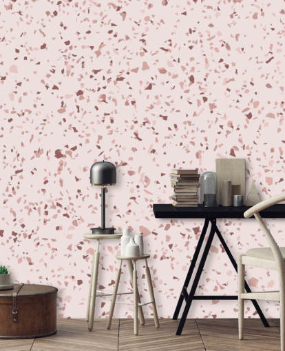 Pink and Plum Purple Terrazzo Wallpaper