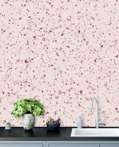 Pink and Plum Purple Terrazzo Wallpaper