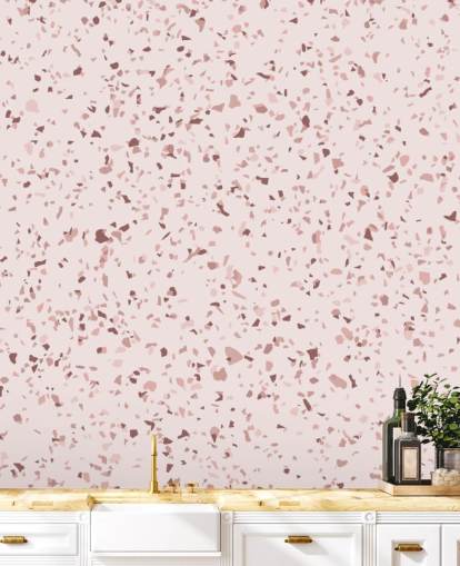 Roze en pruim paars Terrazzo behang