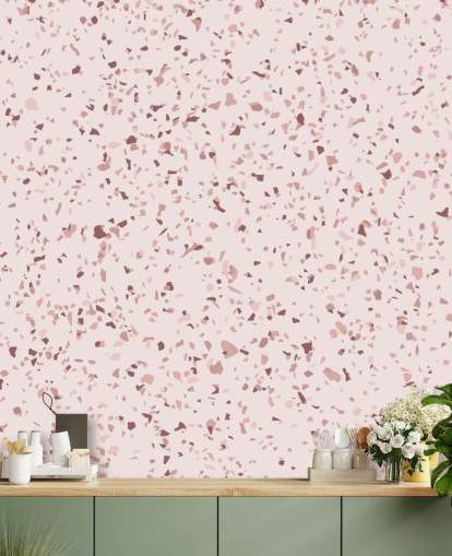 Roze en pruim paars Terrazzo behang