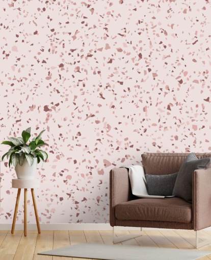 Pink and Plum Purple Terrazzo Wallpaper