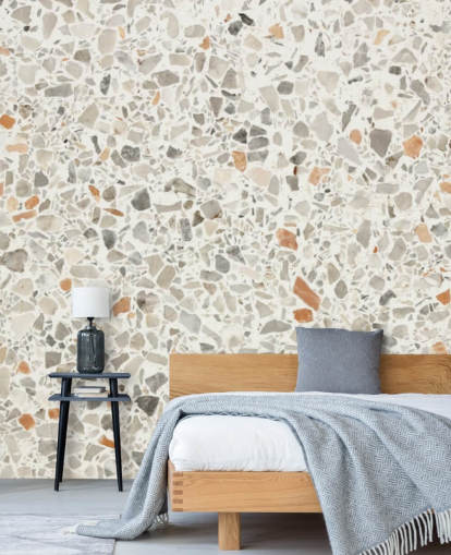 Papier peint gris, marron et blanc