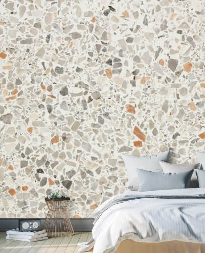 Papel de parede cinza, marrom e branco