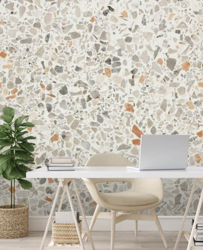 Papier peint gris, marron et blanc