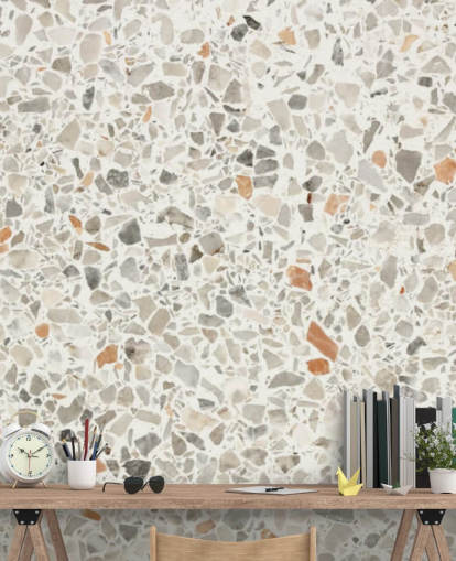 Papel pintado gris, marrón y blanco