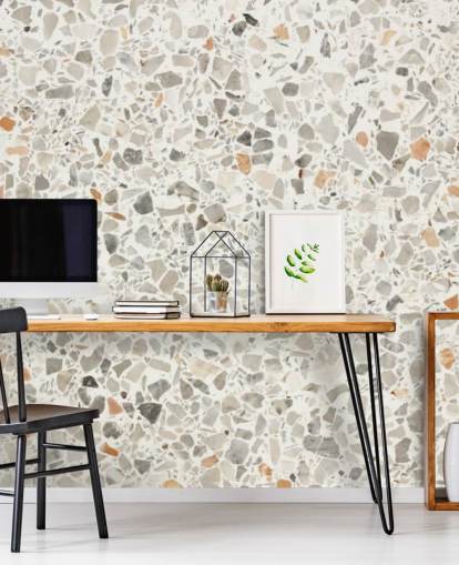 Papel de parede cinza, marrom e branco