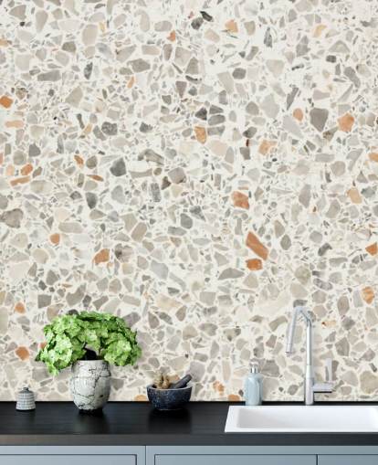 Papier peint gris, marron et blanc