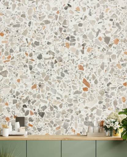 Papel pintado gris, marrón y blanco