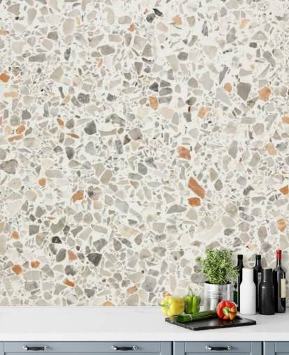 Papel pintado gris, marrón y blanco