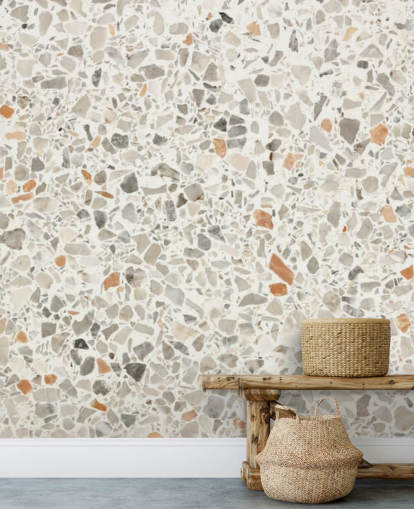 Papel pintado gris, marrón y blanco